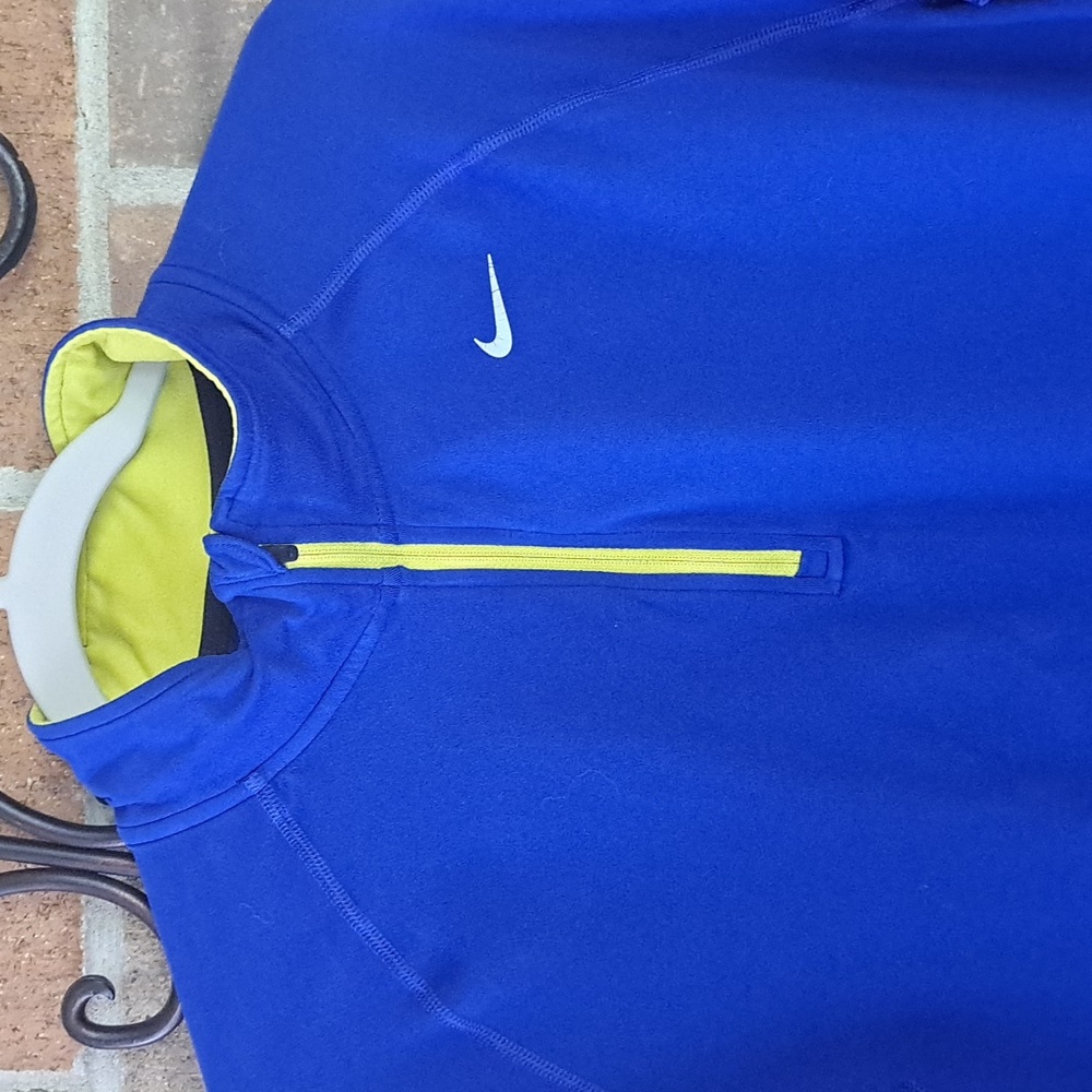 Nike, Blue and Yellow, 1/4 Zip, Dri-Fit Porformance, Long Sleeve, Size L,Shirt - Picture 4 of 8